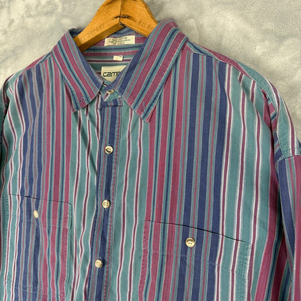 Vintage Campus button down Men’s‎ Big Man 2X blue red stripe 90’s